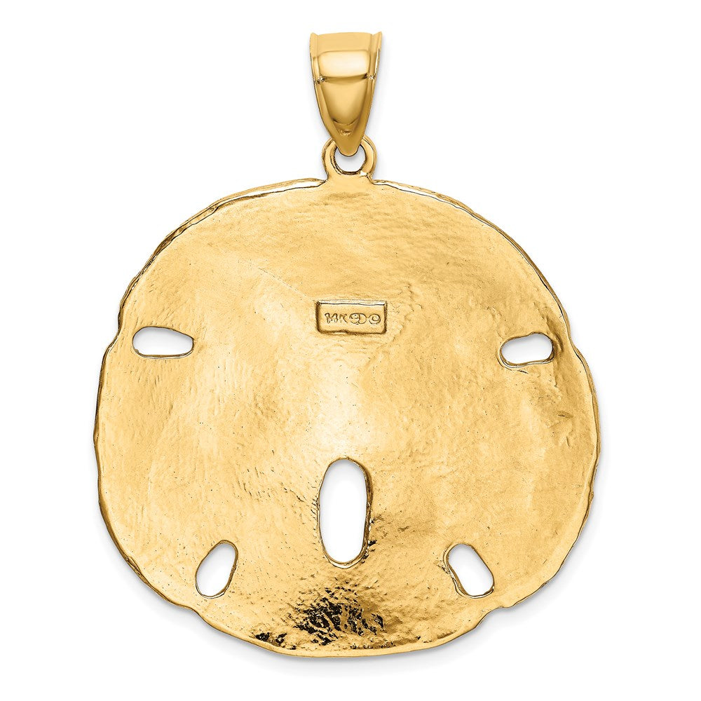 14k Yellow Gold 34.15 mm Polished Sand Dollar Charm (11.99 grams)