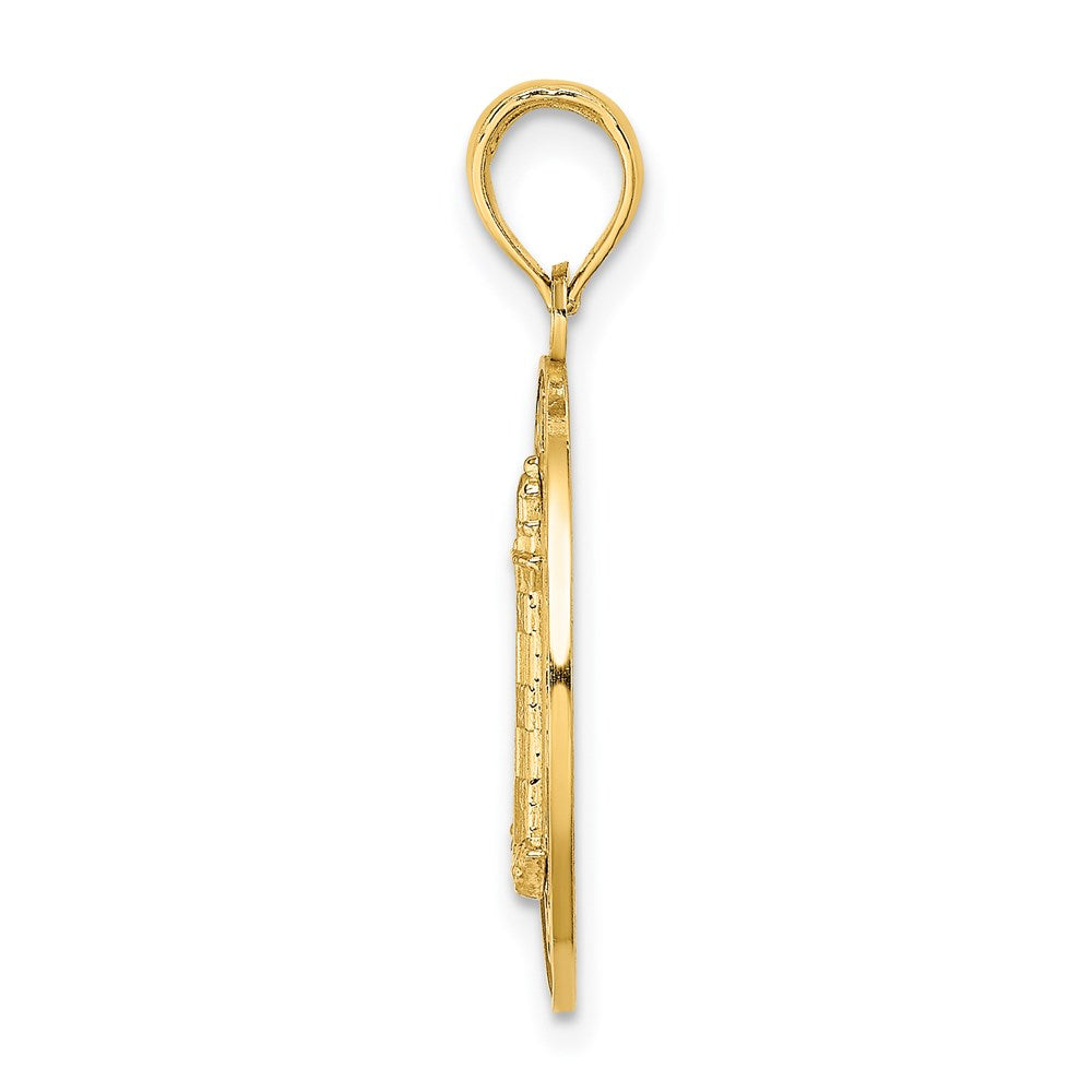 14k Yellow Gold 18.7 mm HILTON HEAD Lighthouse Round Charm (1.68 grams)