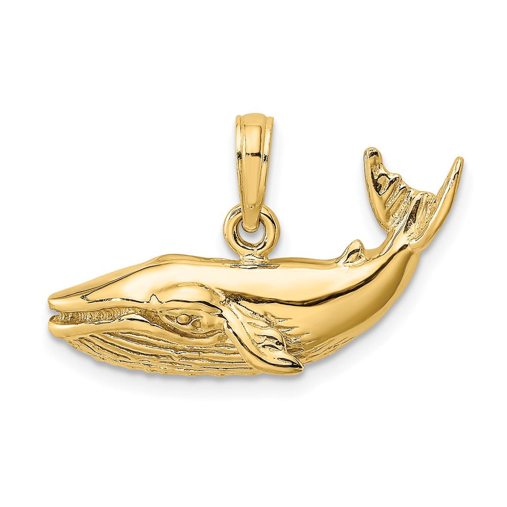 14k Yellow Gold 25.65 mm 2-D Humpback Whale Charm (2.43 grams)