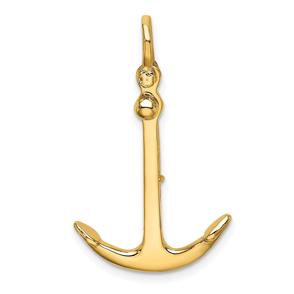 14k Yellow Gold 17.7 mm 3-D Polished Anchor 2 Piece and Moveable Charm (2.39 grams)