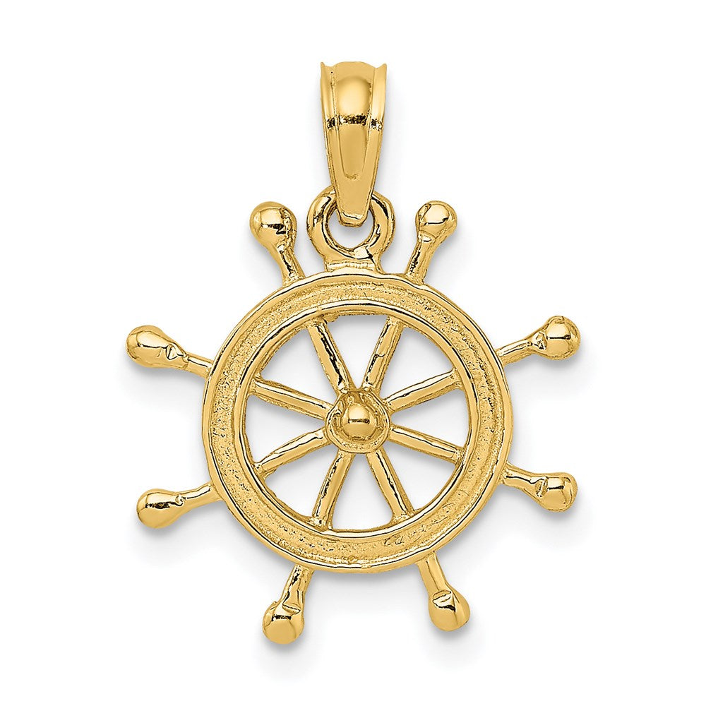 14k Yellow Gold 15.8 mm 2-D Ship Wheel Charm (1.14 grams)