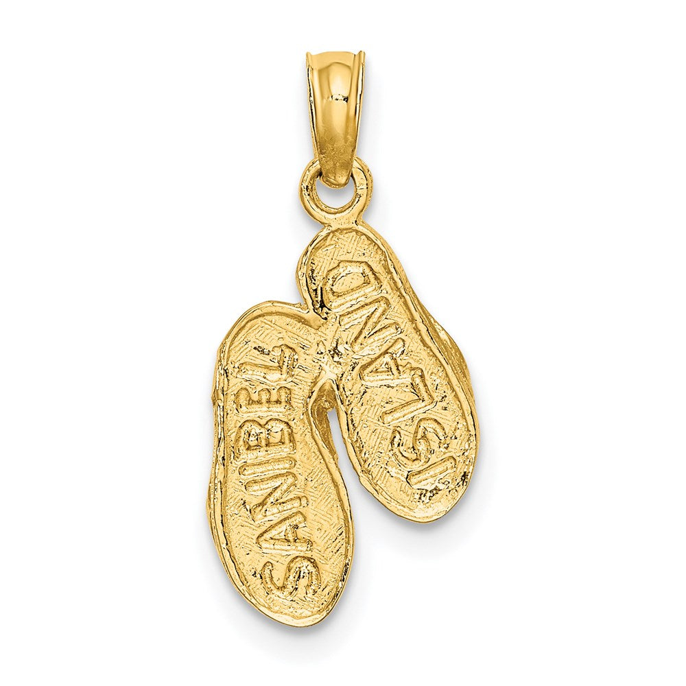 14k Yellow Gold 10 mm SANIBEL ISLAND Double Flip-Flop Charm (1.07 grams)