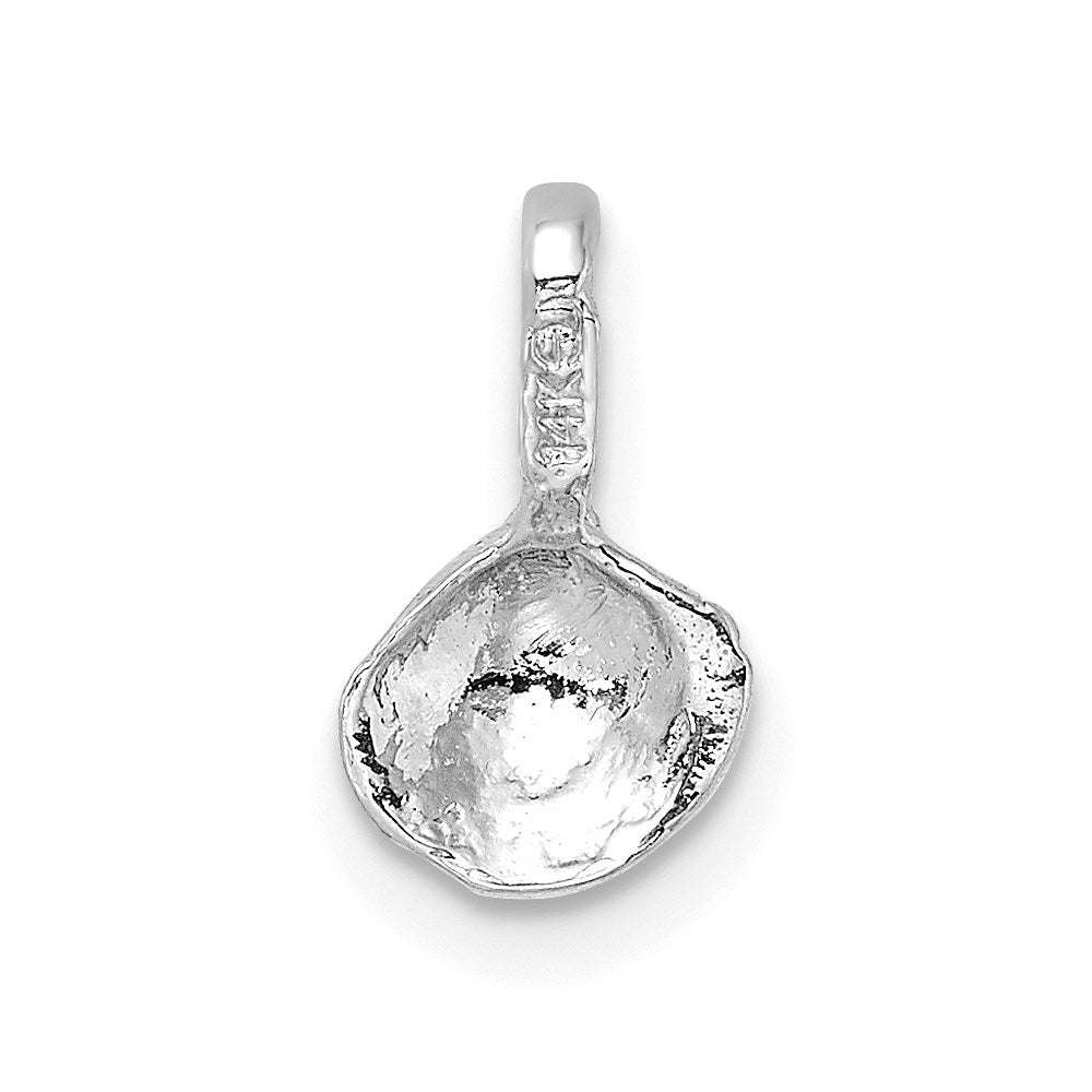 14k White Gold 6.9 mm  Mini Clam Shell Charm (0.29 grams)
