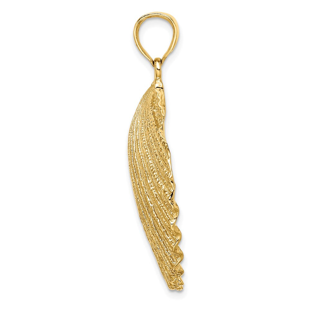 14k Yellow Gold 29.6 mm Textured Scallop Shell Charm (10.2 grams)