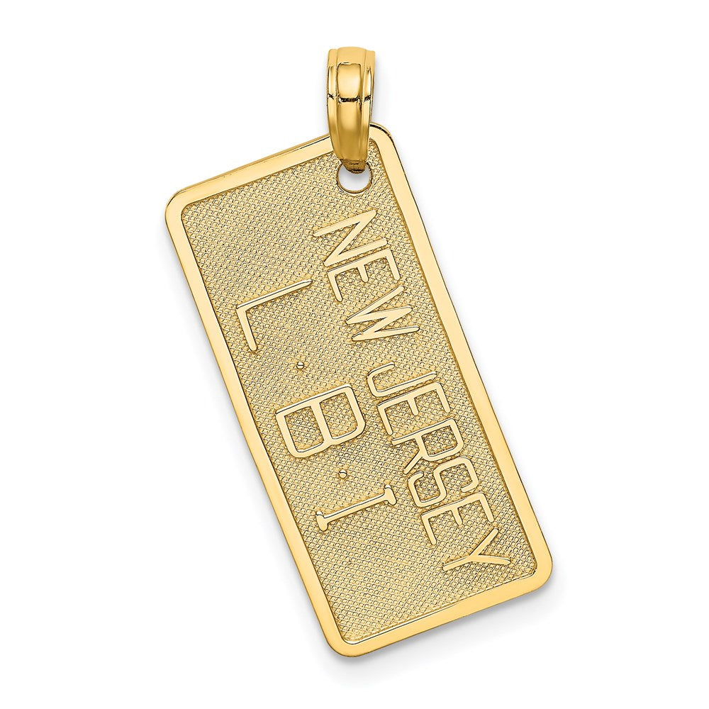 14k Yellow Gold 12.1 mm NEW JERSEY-LBI (Long Beach Island) License Plate Charm (1.57 grams)