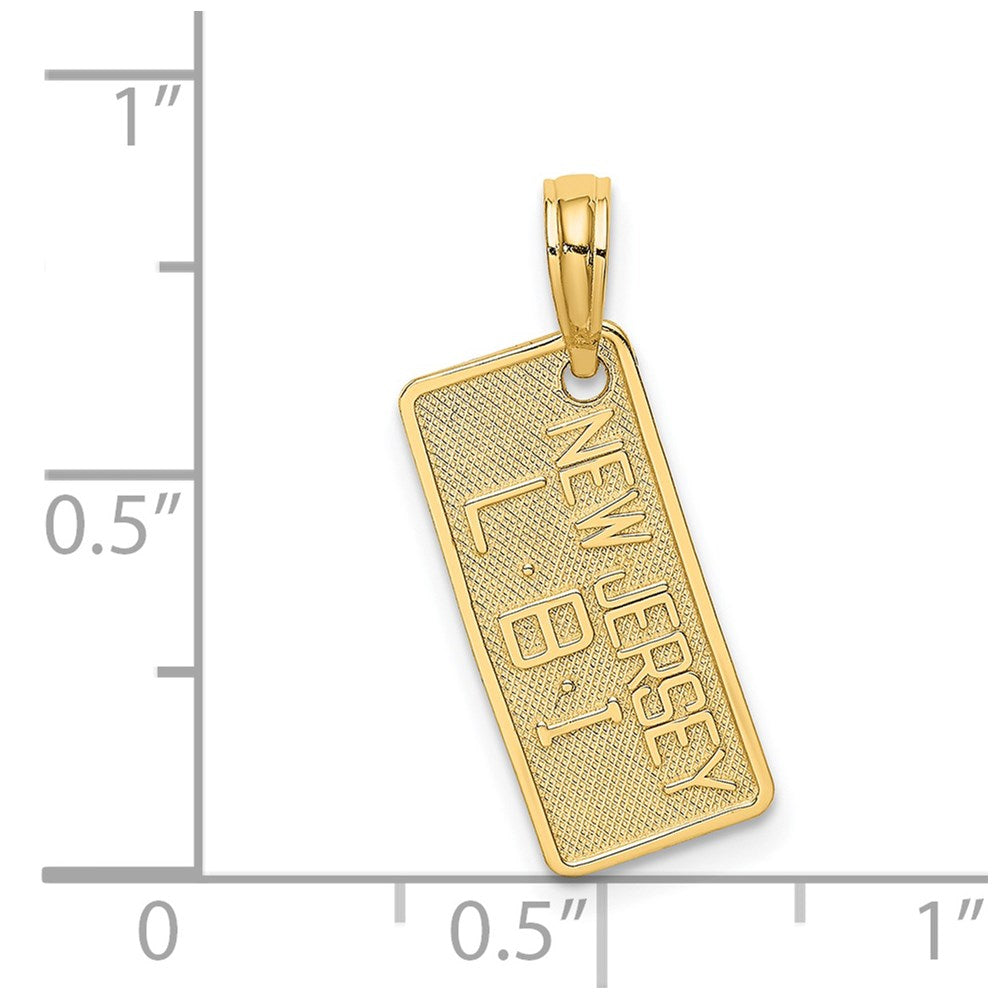 14k Yellow Gold 8.15 mm NEW JERSEY-LBI (Long Beach Island) License Plate Charm (0.99 grams)