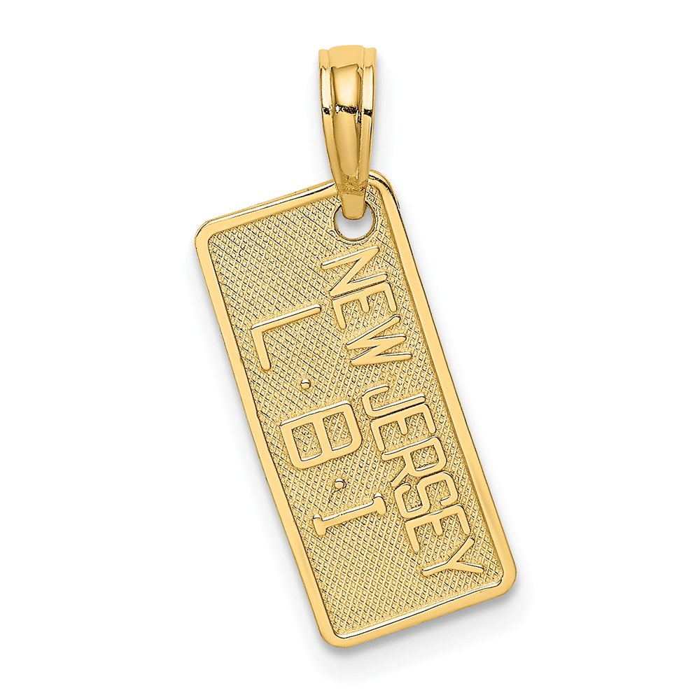14k Yellow Gold 8.15 mm NEW JERSEY-LBI (Long Beach Island) License Plate Charm (0.99 grams)