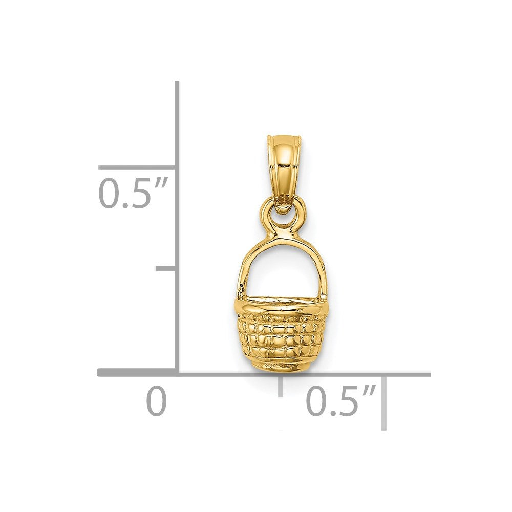 14k Yellow Gold 6.3 mm 2-D Flat Back Mini Basket Charm (0.7 grams)