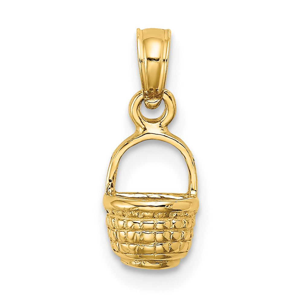 14k Yellow Gold 6.3 mm 2-D Flat Back Mini Basket Charm (0.7 grams)