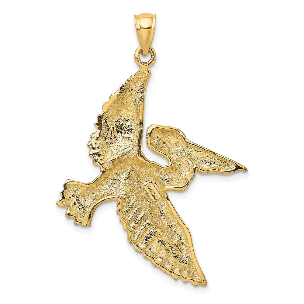 14k Yellow Gold 32 mm Flying Pelican Charm (6.12 grams)