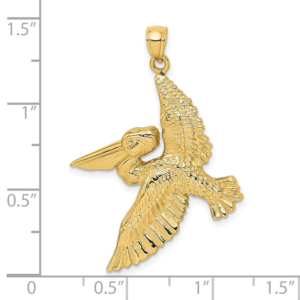 14k Yellow Gold 32 mm Flying Pelican Charm (6.12 grams)