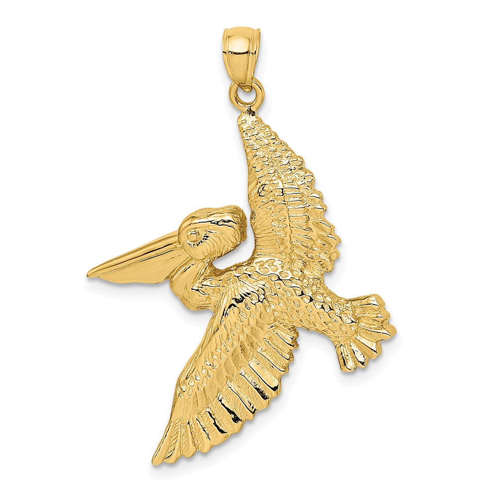 14k Yellow Gold 32 mm Flying Pelican Charm (6.12 grams)