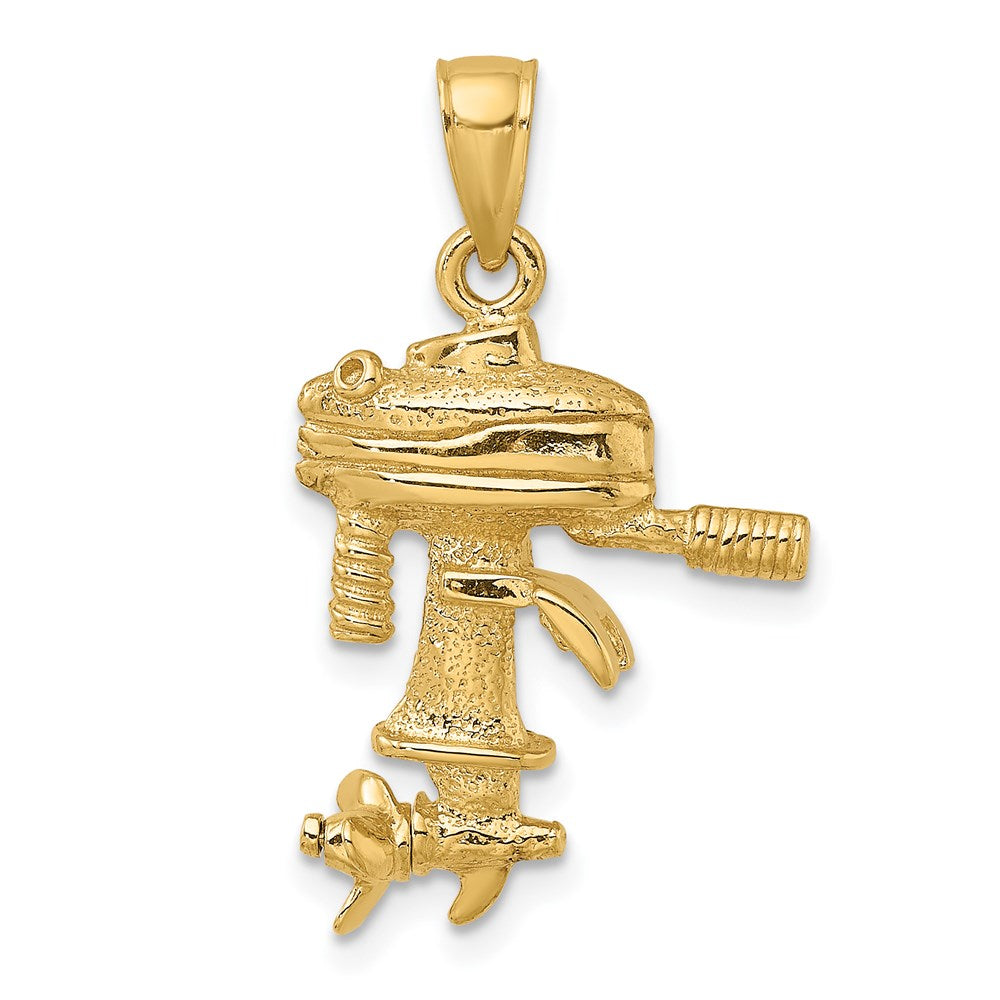 14k Yellow Gold 16.6 mm 3-D Moveable Boat Engine Charm (3.56 grams)