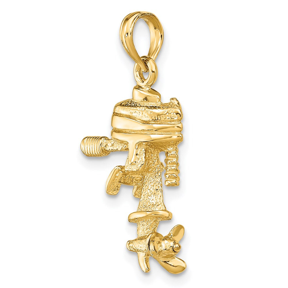 14k Yellow Gold 16.6 mm 3-D Moveable Boat Engine Charm (3.56 grams)