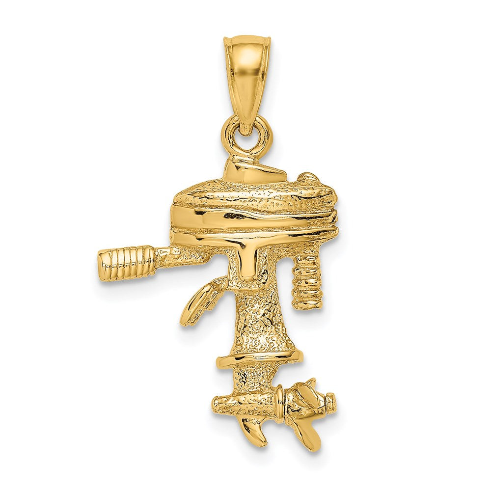 14k Yellow Gold 16.6 mm 3-D Moveable Boat Engine Charm (3.56 grams)