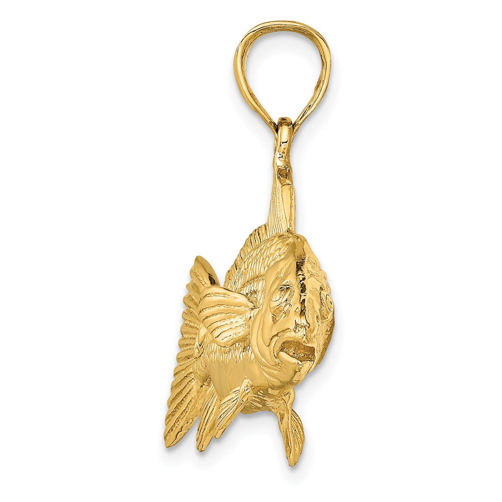 14k Yellow Gold 51.3 mm 3-D Red Fish Charm (19 grams)
