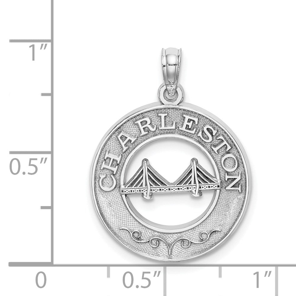 14k White Gold 19.6 mm  CHARLESTON Bridge Charm (1.93 grams)