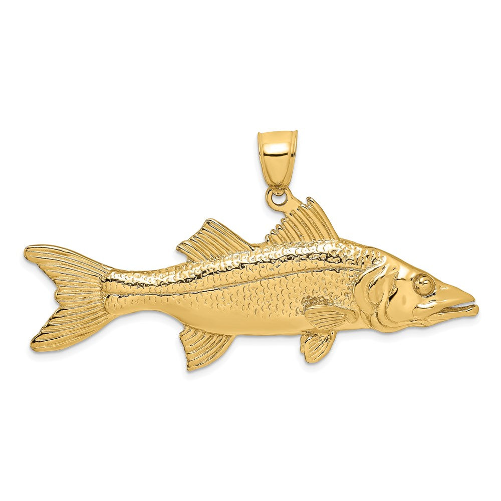 14k Yellow Gold 54.7 mm 3-D Snook Fish Charm (20.94 grams)