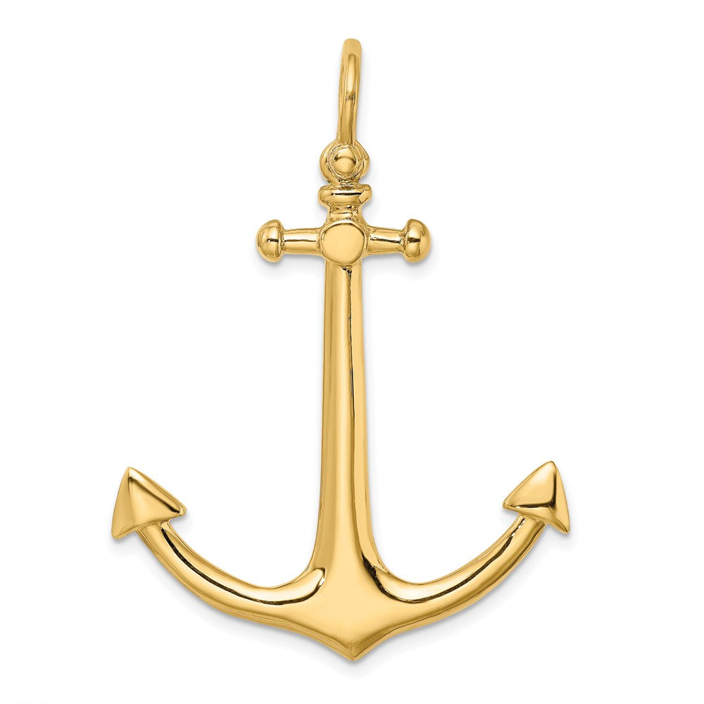 14k Yellow Gold 34.5 mm 3-D Large Anchor Charm (6.31 grams)