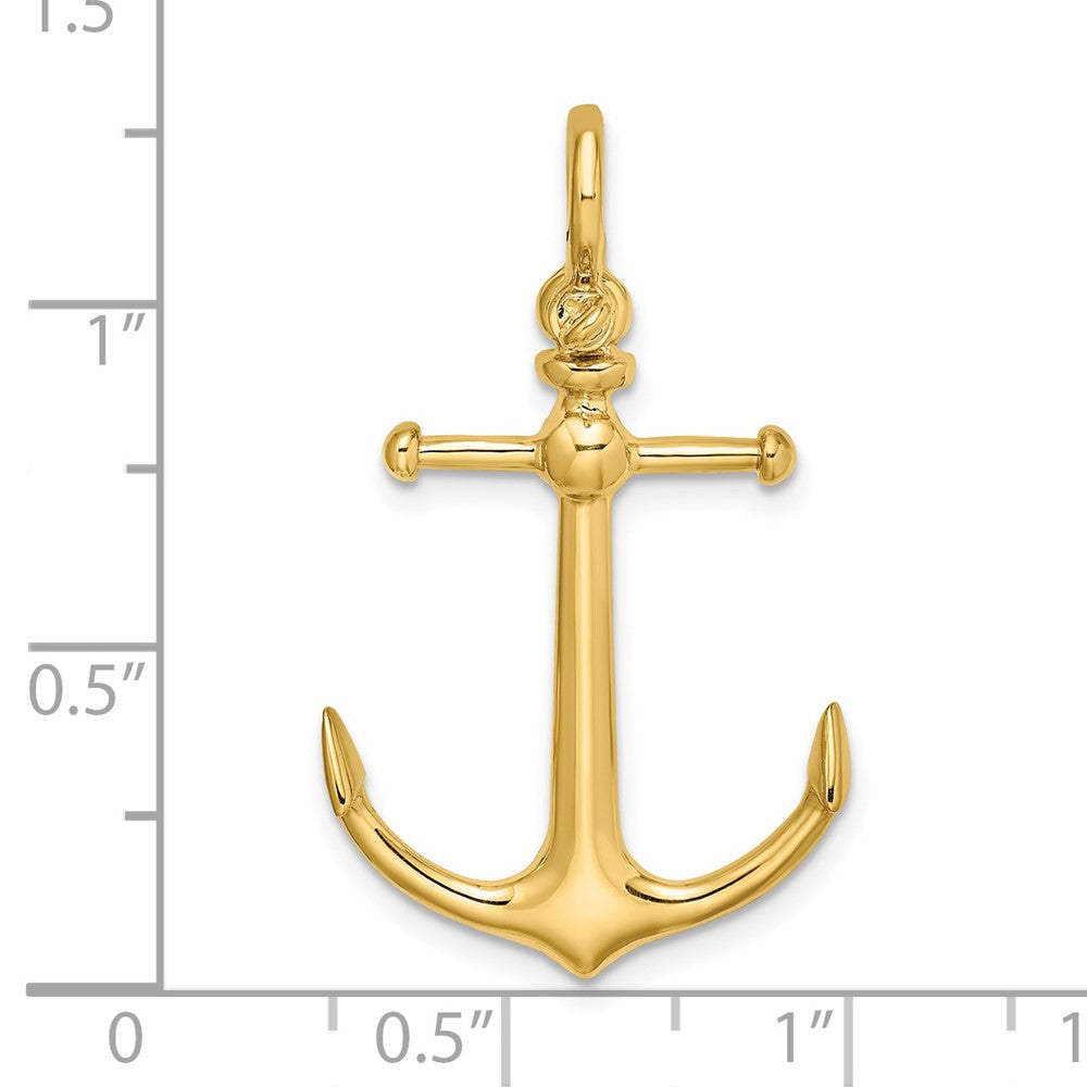 14k Yellow Gold 20.2 mm 3-D Anchor w/ Shackle Bail Charm (2.3 grams)