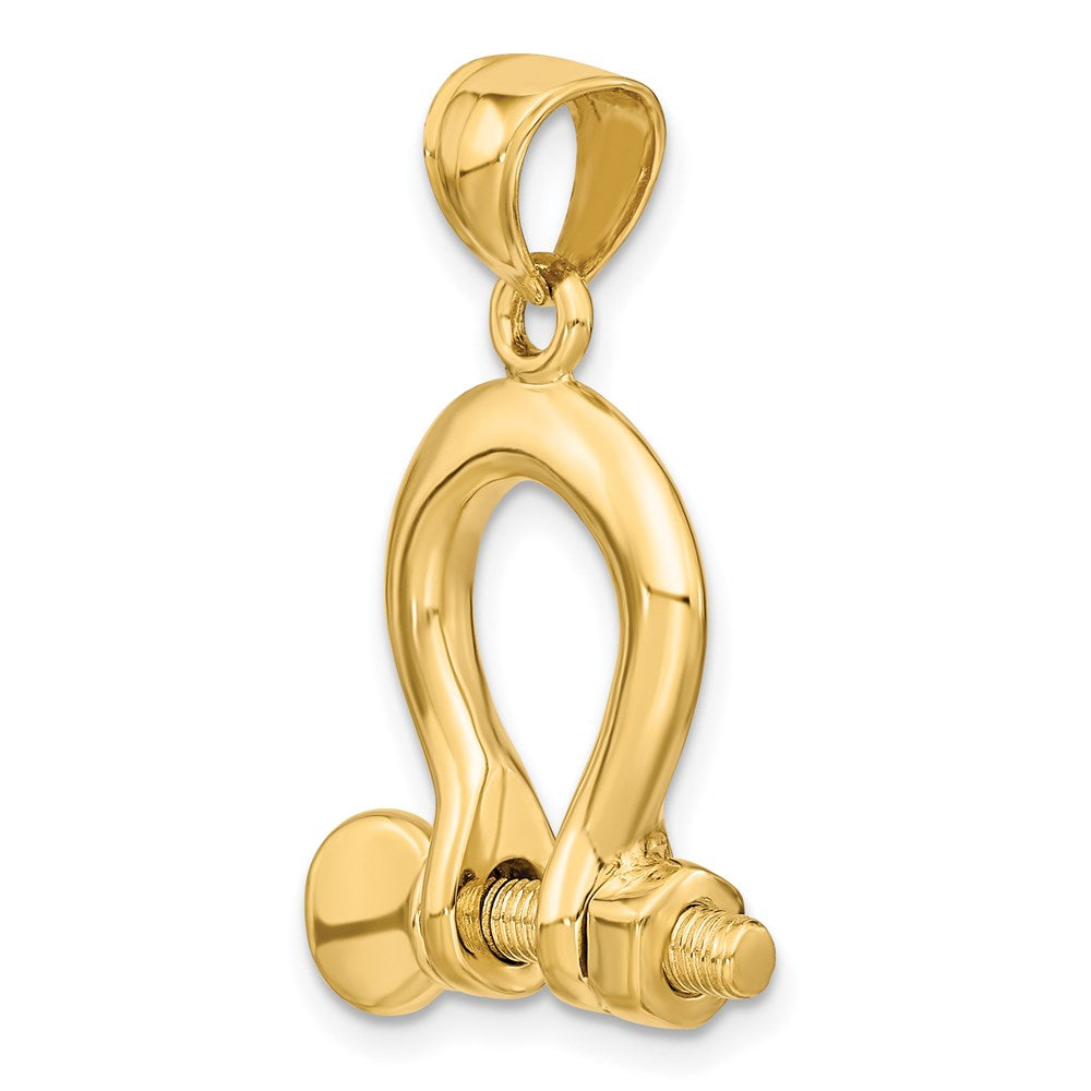 14k Yellow Gold 19 mm 3-D Large Shackle Charm (5.38 grams)