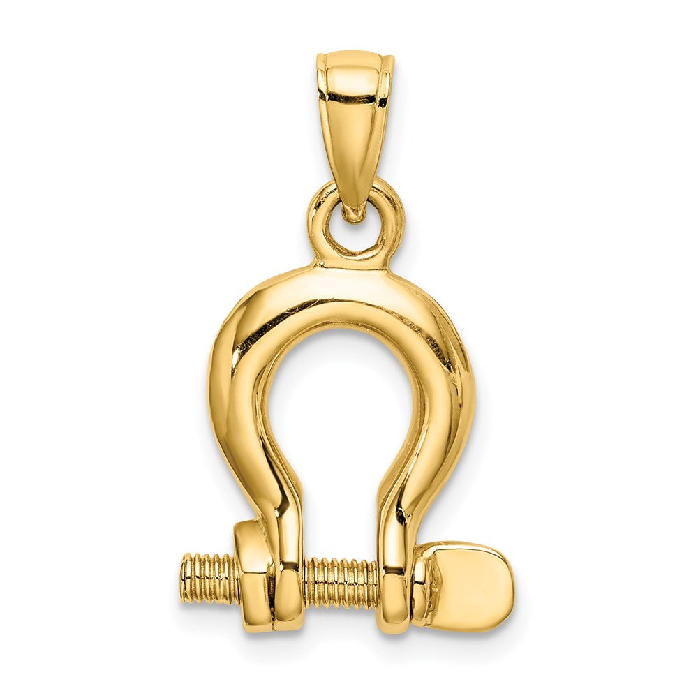 14k Yellow Gold 14 mm 3-D Medium Shackle LinScrew Charm (2.86 grams)