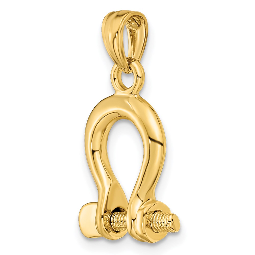 14k Yellow Gold 14 mm 3-D Medium Shackle LinScrew Charm (2.86 grams)