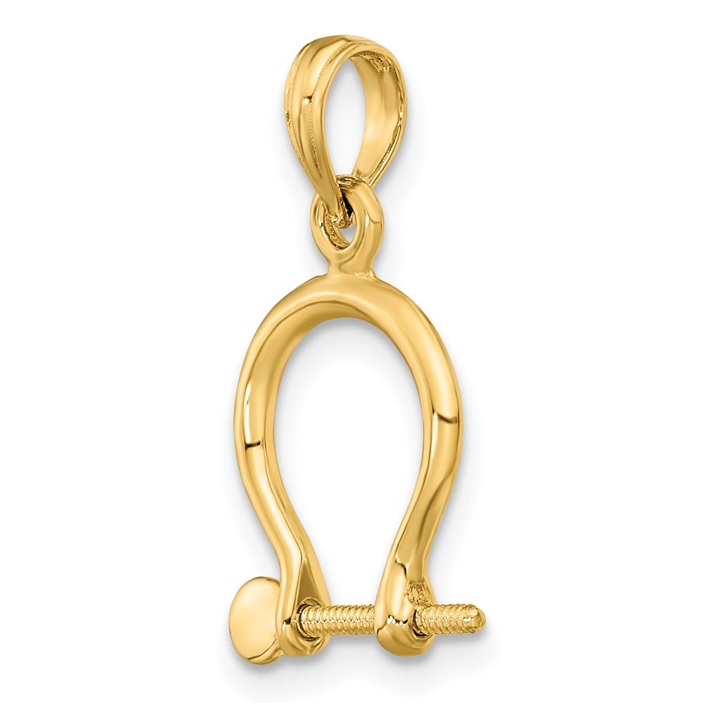 14k Yellow Gold 13 mm 3-D Small Shackle Link Screw Charm (1.09 grams)