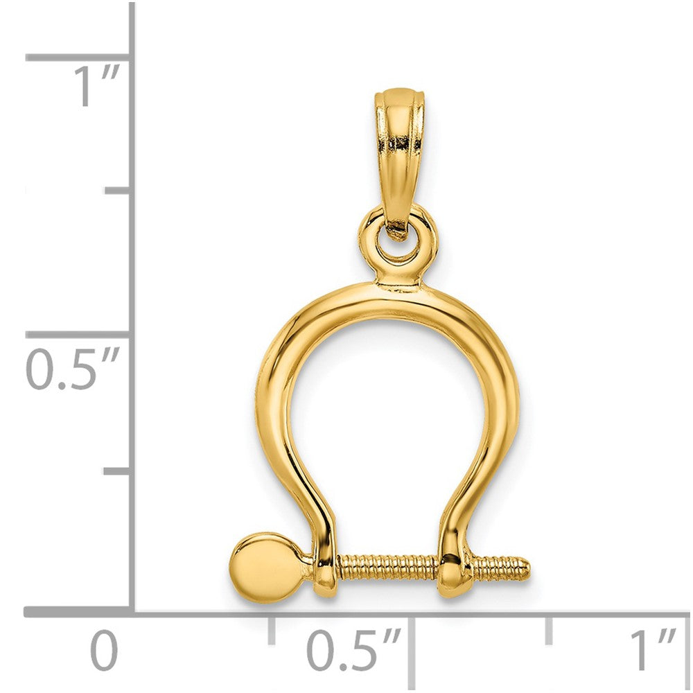 14k Yellow Gold 13 mm 3-D Small Shackle Link Screw Charm (1.09 grams)