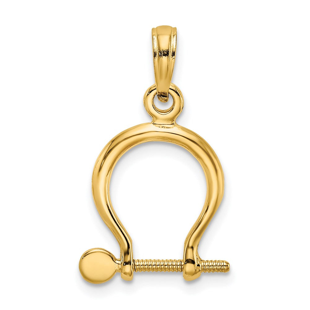 14k Yellow Gold 13 mm 3-D Small Shackle Link Screw Charm (1.09 grams)