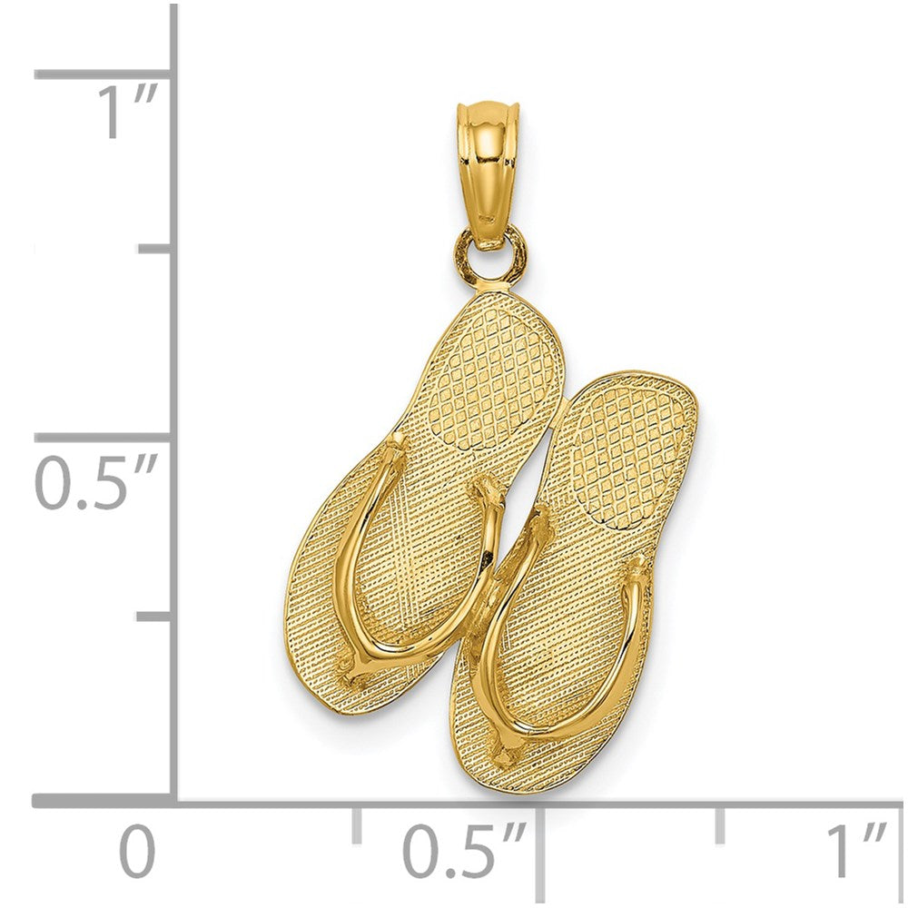 14k Yellow Gold 13.8 mm Polished Large MARCO ISLAND Double Flip-Flop Charm (1.95 grams)