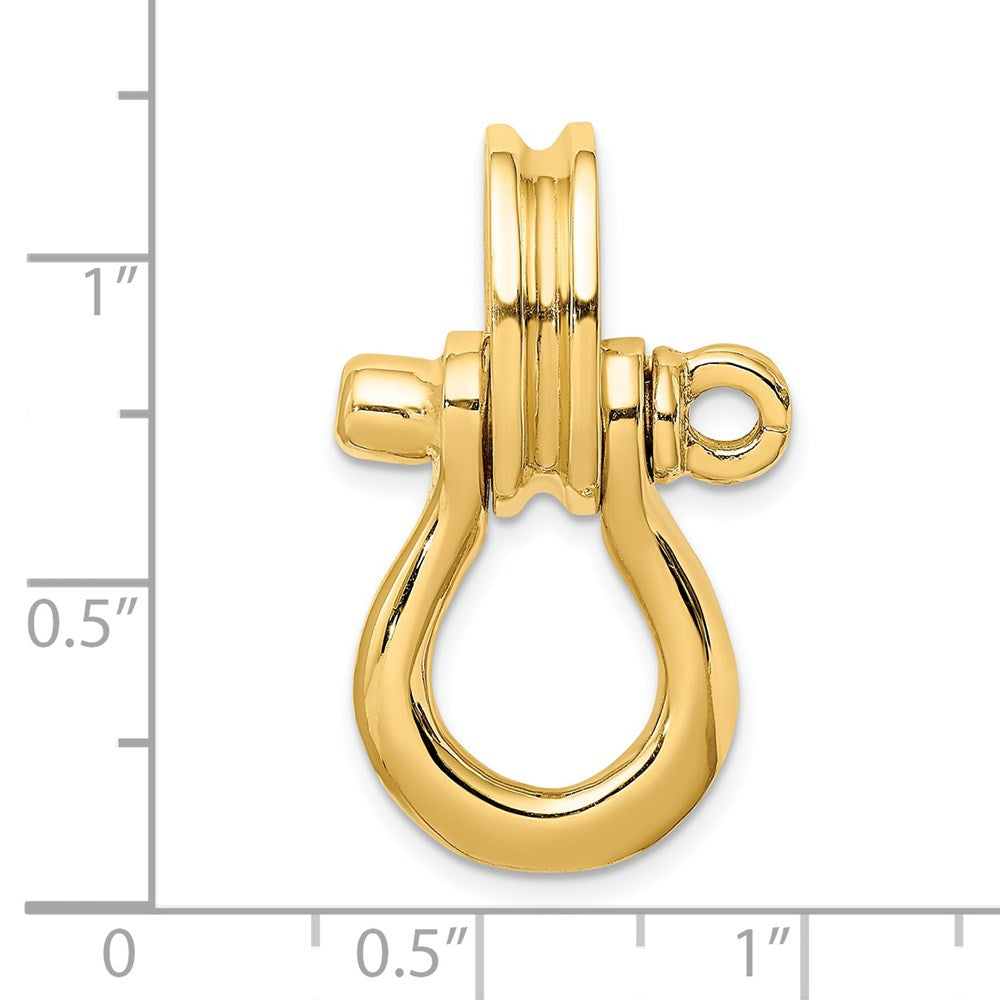 14k Yellow Gold 16.95 mm 3-D Large Shackle W/ Pulley Bail Charm (8.33 grams)