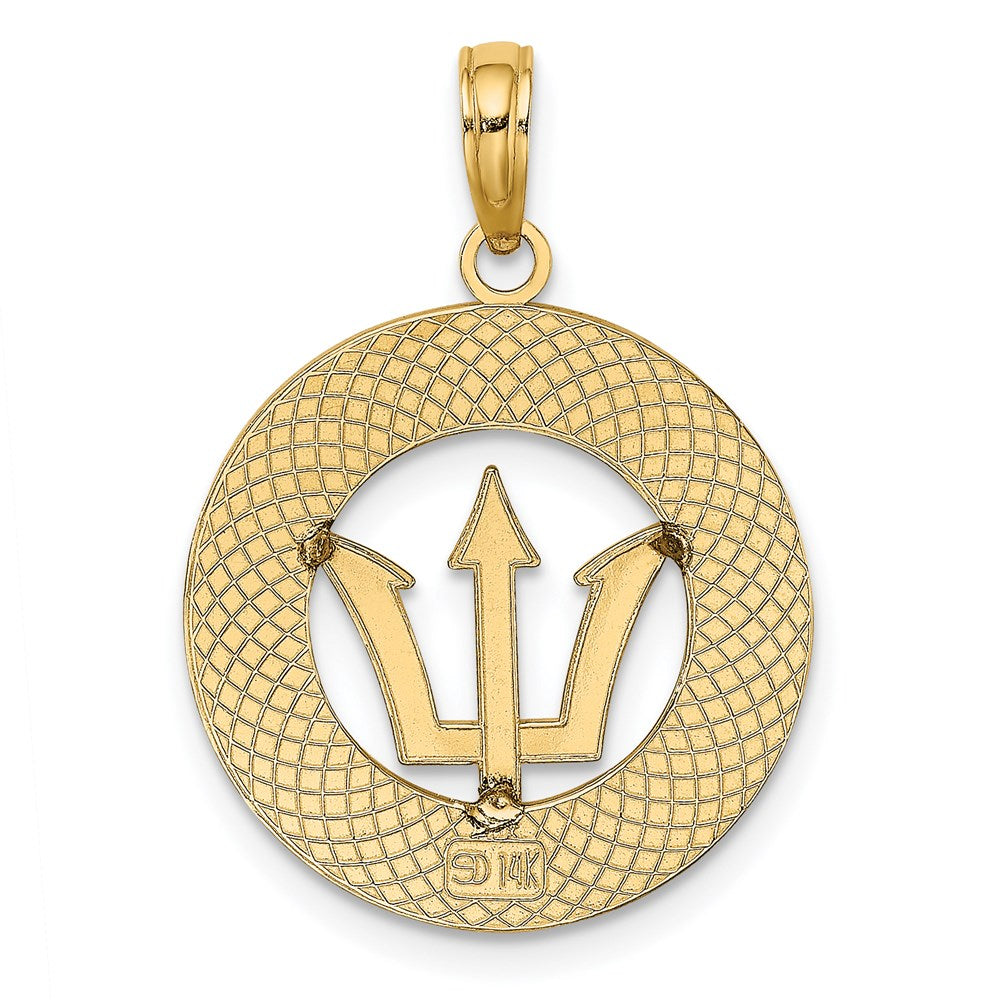 14k Yellow Gold 18.75 mm BARBADOS w/Trident Spear Circle Charm (1.6 grams)