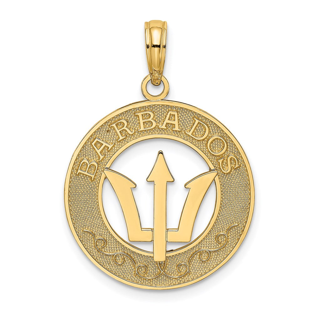 14k Yellow Gold 18.75 mm BARBADOS w/Trident Spear Circle Charm (1.6 grams)