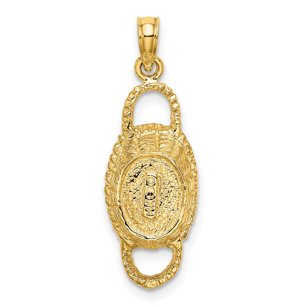 14k Yellow Gold 9.25 mm 3-D 2 Handles Oval Basket Charm (2.11 grams)
