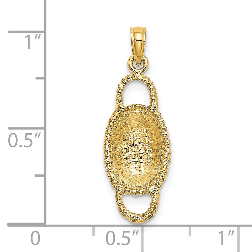 14k Yellow Gold 9.25 mm 3-D 2 Handles Oval Basket Charm (2.11 grams)