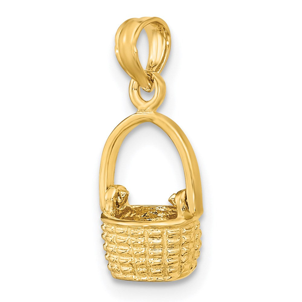 14k Yellow Gold 8.7 mm 3-D Moveable Handle Basket Charm (1.35 grams)