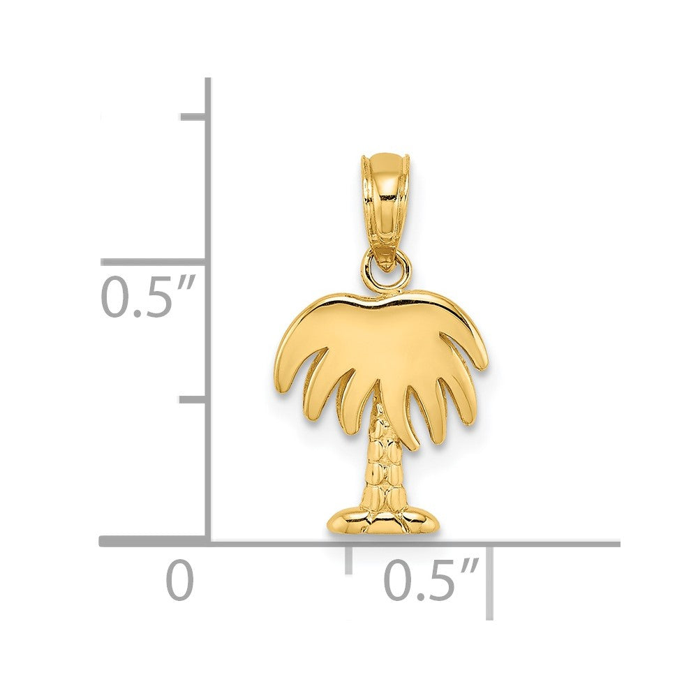 14k Yellow Gold 10.35 mm Charleston Palm Tree Charm (0.6 grams)