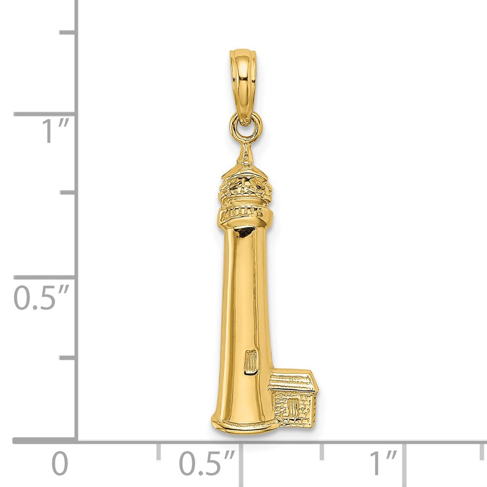 14k Yellow Gold 8.8 mm Polished CAPE MAY Lighthouse Charm (1.35 grams)