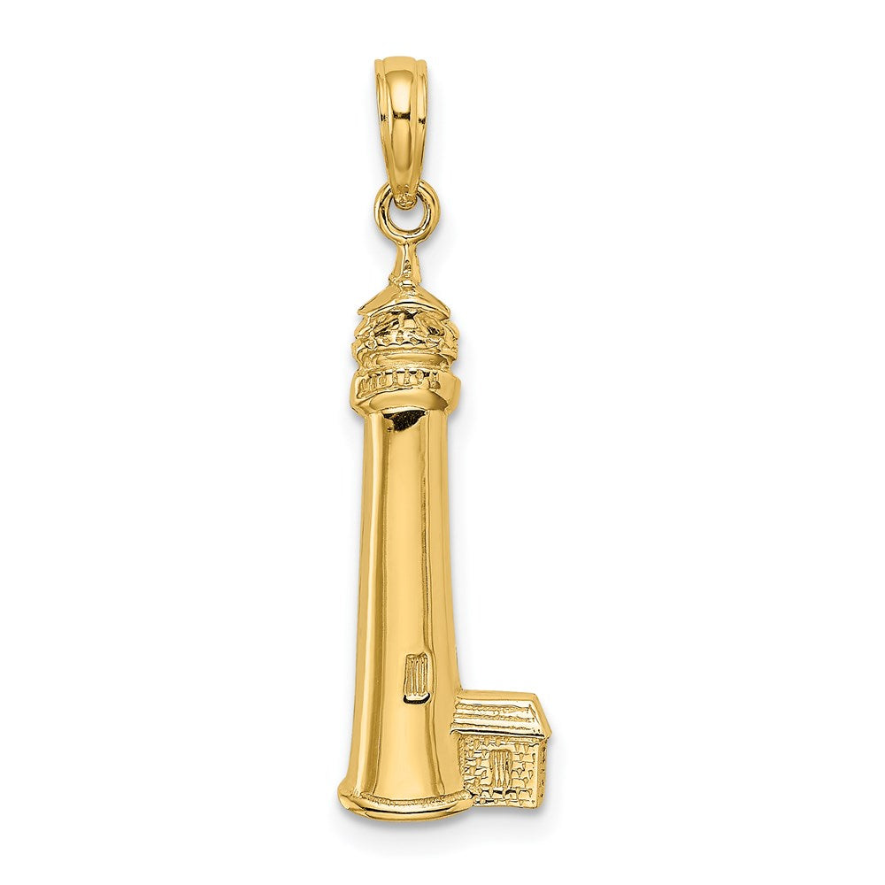 14k Yellow Gold 8.8 mm Polished CAPE MAY Lighthouse Charm (1.35 grams)