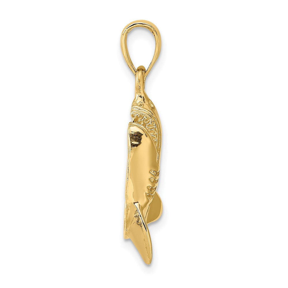 14k Yellow Gold 18.3 mm 2-D Polished Shark Charm (3.45 grams)