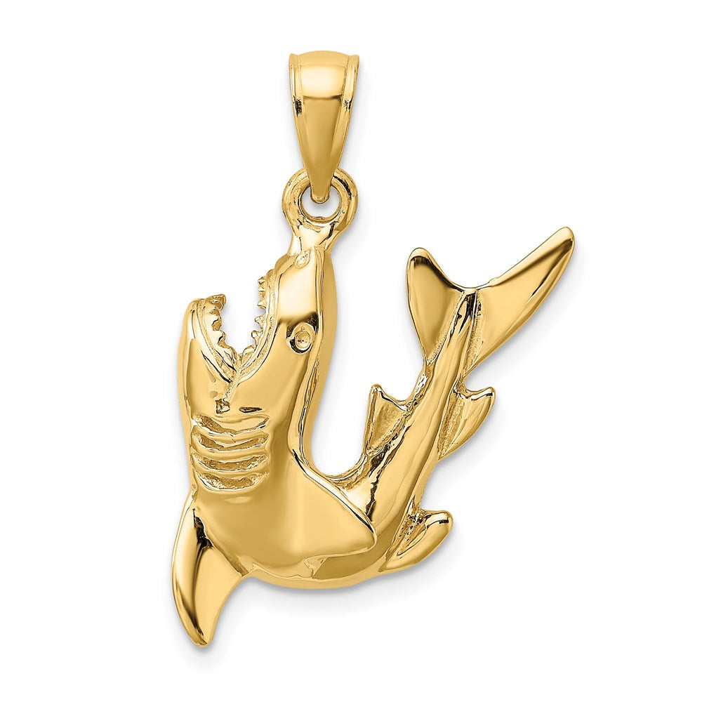 14k Yellow Gold 18.3 mm 2-D Polished Shark Charm (3.45 grams)