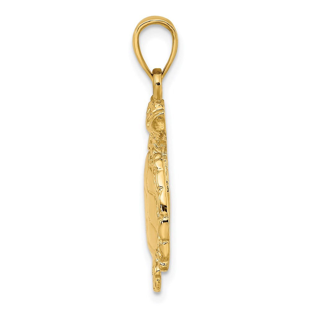 14k Yellow Gold 23.2 mm ng Sea Turtle Charm (3.58 grams)