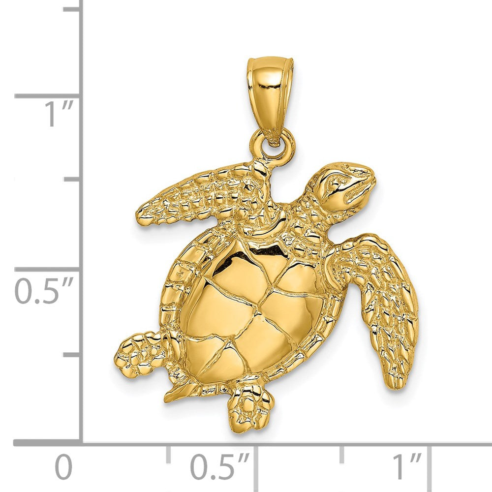 14k Yellow Gold 23.2 mm ng Sea Turtle Charm (3.58 grams)