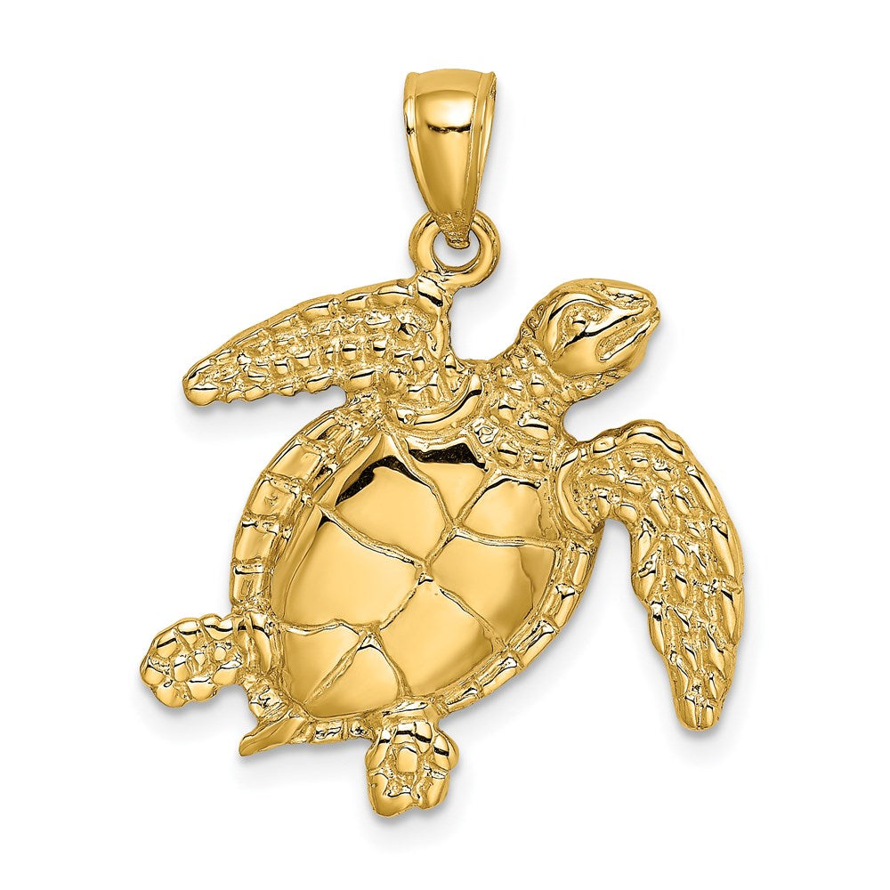 14k Yellow Gold 23.2 mm ng Sea Turtle Charm (3.58 grams)