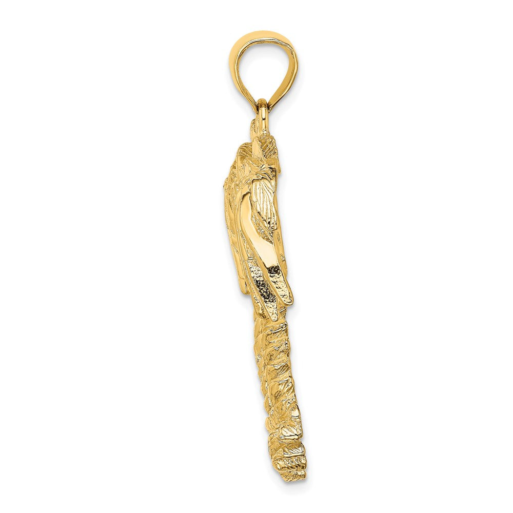 14k Yellow Gold 33.7 mm 2-D Double Palm Trees Charm (9.91 grams)