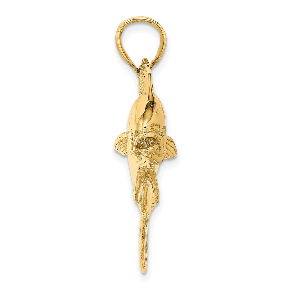 14k Yellow Gold 44.75 mm 3-D Female Dorado (Mahi-Mahi) Charm (13.41 grams)
