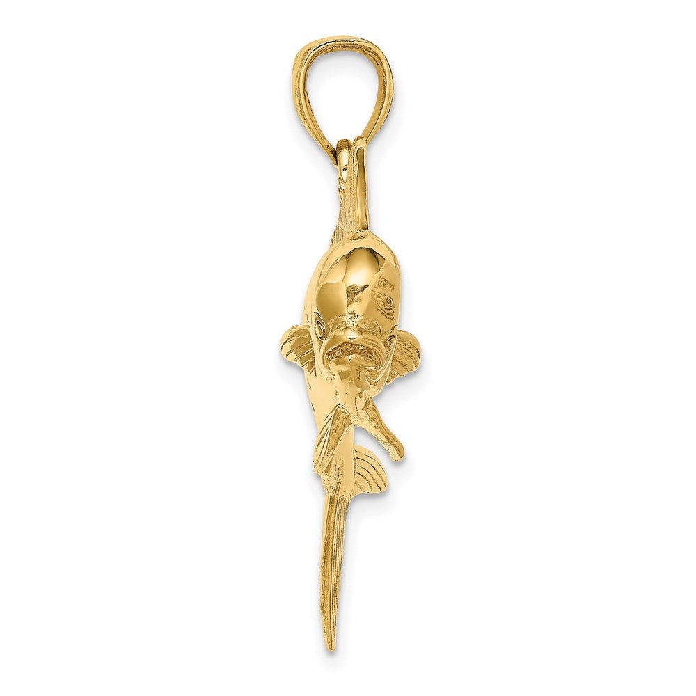 14k Yellow Gold 42.5 mm 3-D Male Dorado (Mahi-Mahi) Charm (9.74 grams)
