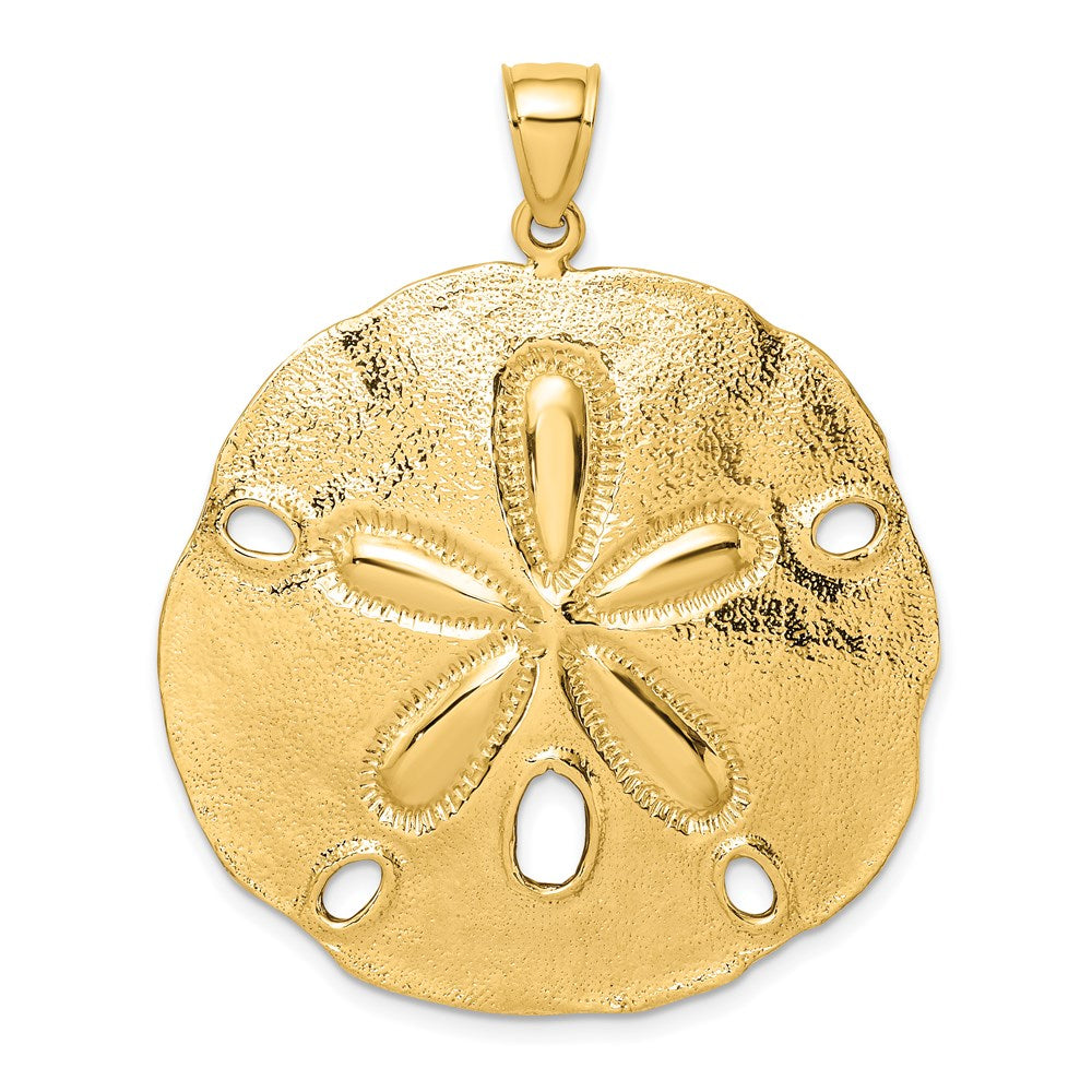 14k Yellow Gold 38.2 mm Polished Large Sand Dollar Charm (15.15 grams)