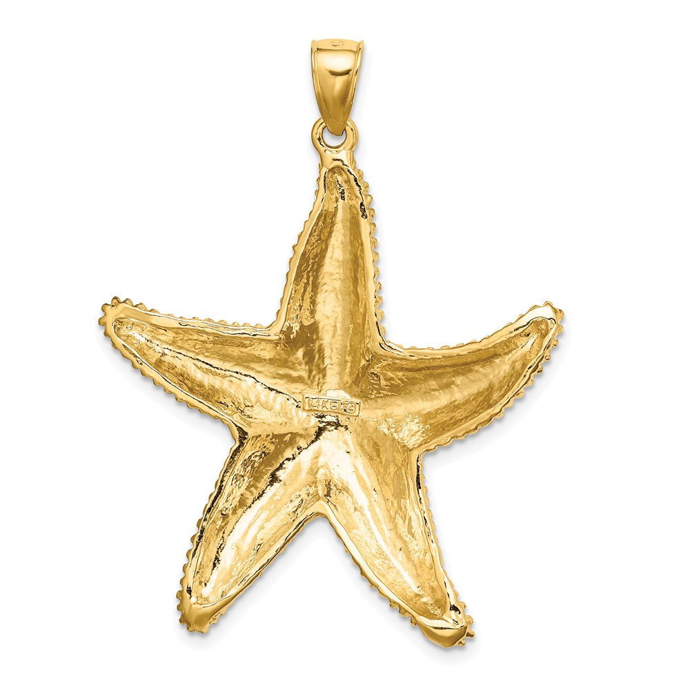 14k Yellow Gold 35.8 mm Textured Starfish Charm (9.93 grams)